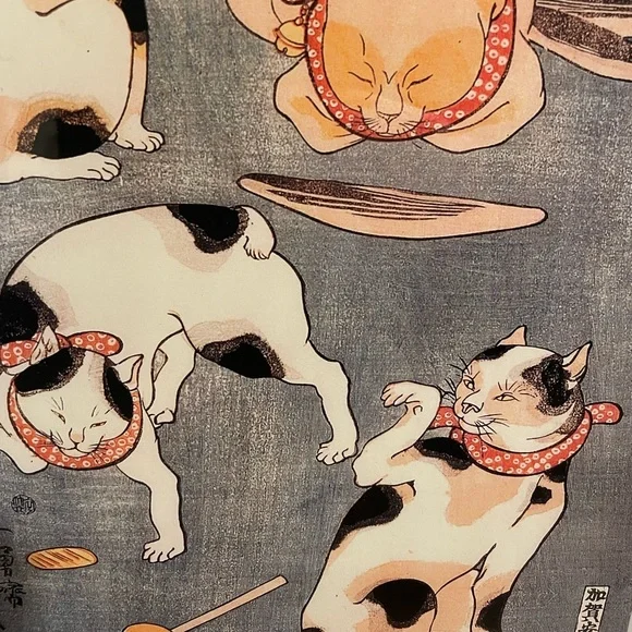 Japanese Cats 12x15 Kuniyoshi Ukiyoe Cats in Four Poses Framed Print Wall Art - Picture 3 of 3